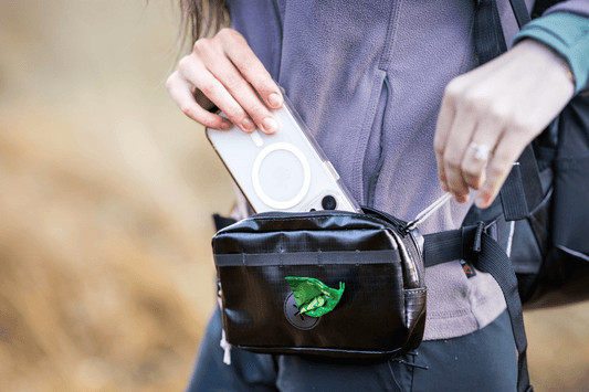 Phone Pouch with built-in poop bag dispenser