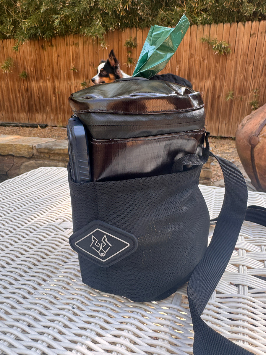 Waste Wrangler Pro in Black, out on a walk with a customer's dog